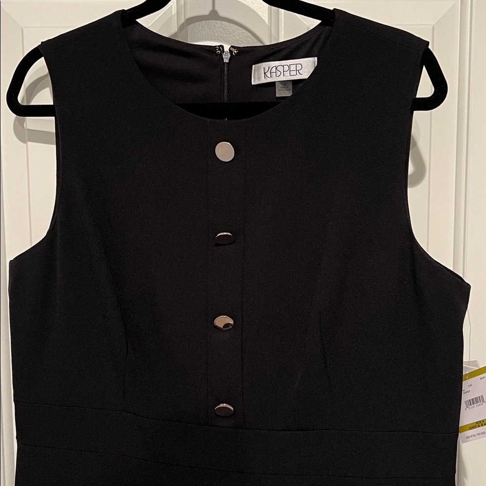 Kasper Black Sleeveless Midi Dress Ruffle Hem NWT Size 14
